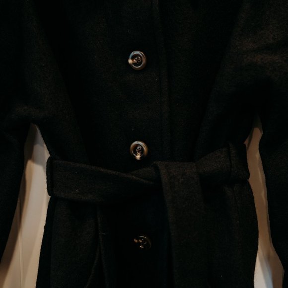 Brand NWT Boden Belted Textured Wool Maxi Coat Black - 8 - Picture 6 of 9